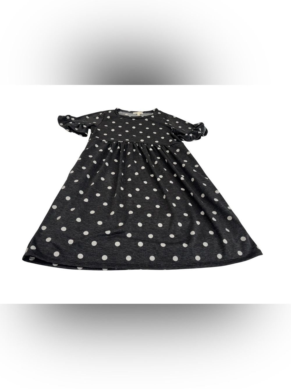 Perfect Peach Black & White Polka Dot A-Line Dress
